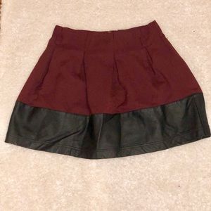 Necessary Clothing Burgundy/Faux Leather Skirt